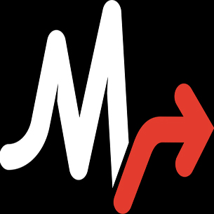 Black background red and white med launch logo