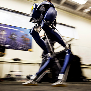 Legged robot walking in the U-M Robotics lab