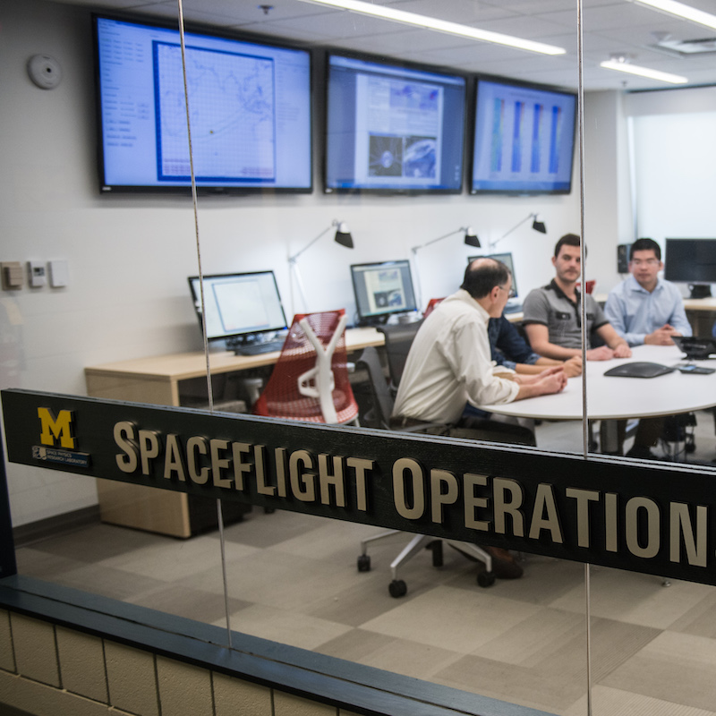 space flight operations room in the Space Research building at U-M