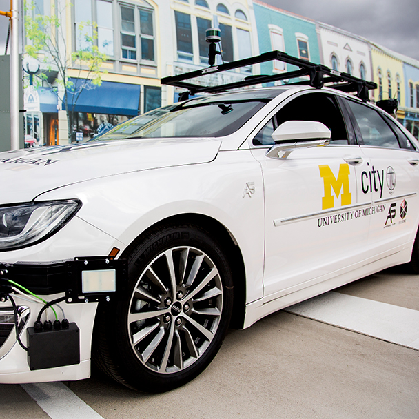 Autonomous tech equipped car in M-City